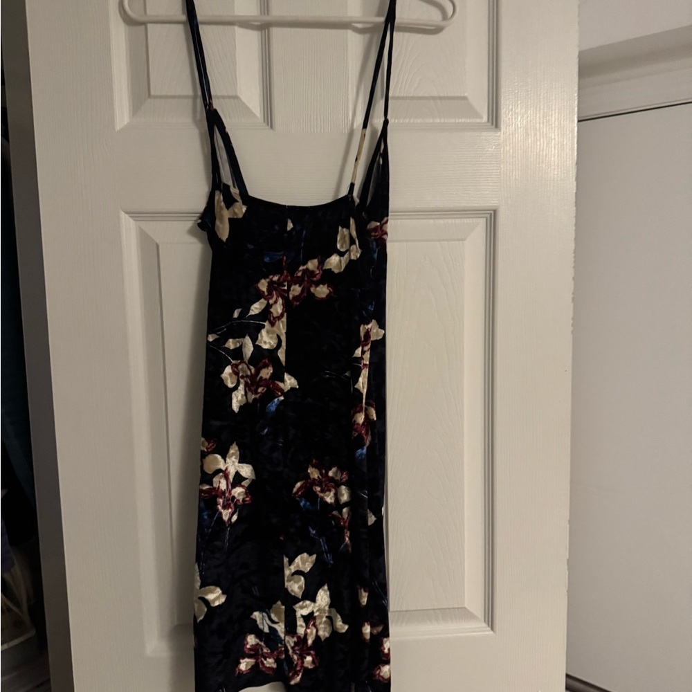 Floral Spaghetti Strap Velvet Dress